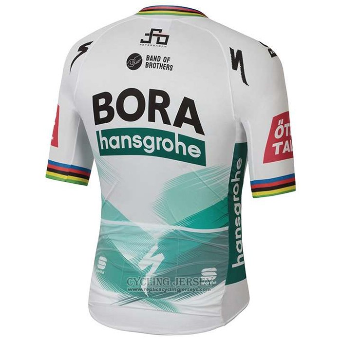 2020 Cycling Jersey UCI World Champion Bora White Green Short Sleeve And Bib Short