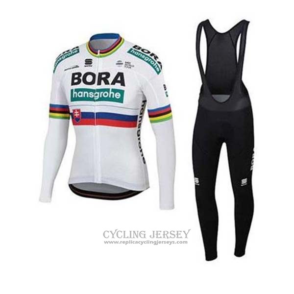 2020 Cycling Jersey UCI World Champion Bora White Long Sleeve And Bib Tight