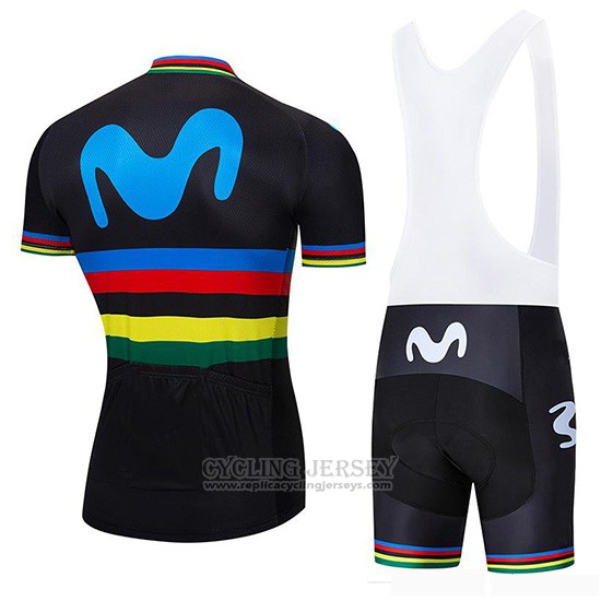2019 Cycling Jersey UCI World Champion Movistar Black Short Sleeve and Bib Short
