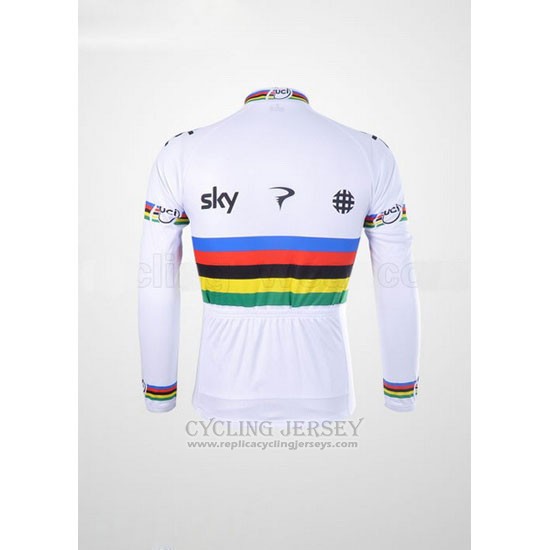 2012 Cycling Jersey Sky UCI World Champion Black and White Long Sleeve and Bib Tight