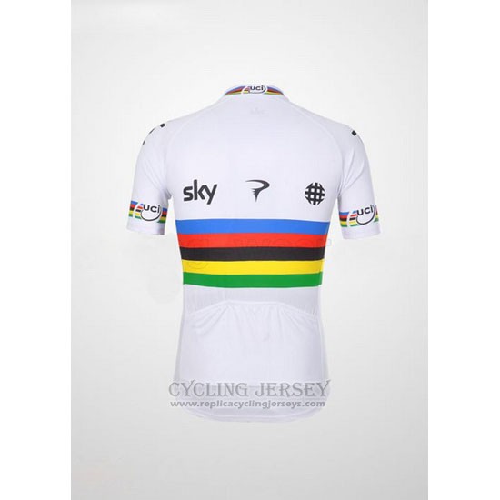 2012 Cycling Jersey Sky UCI World Champion Red and White Short Sleeve and Bib Short