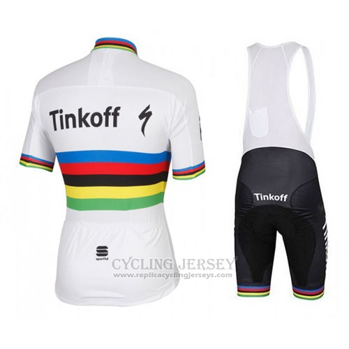 2016 Cycling Jersey UCI World Champion Tinkoff White Short Sleeve and Bib Short