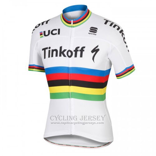 2016 Cycling Jersey UCI World Champion Tinkoff White Short Sleeve and Bib Short