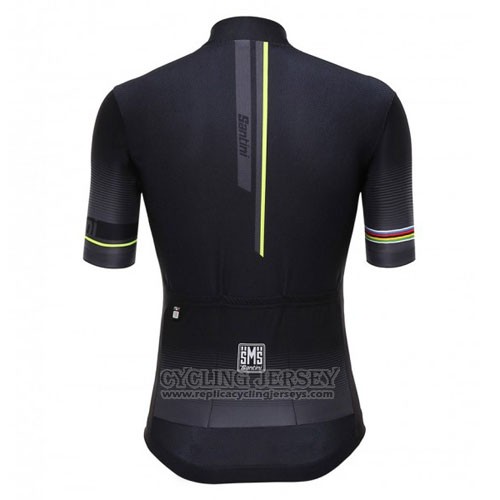 2016 Cycling Jersey Santini UCI World Champion Lider Black Short Sleeve and Bib Short