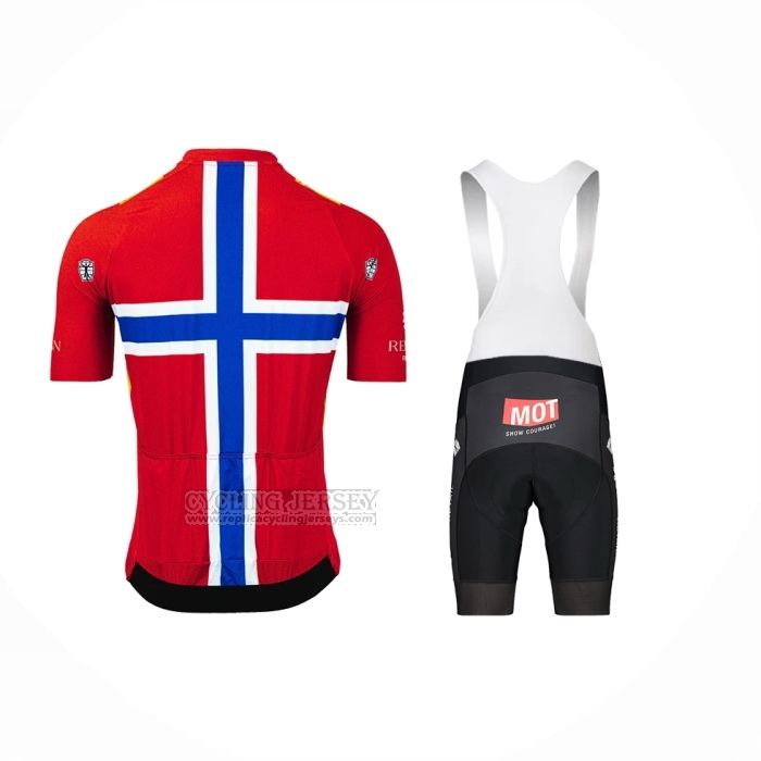 2023 Cycling Jersey UNO-X Norway Champion Red Blue Short Sleeve and Bib Short