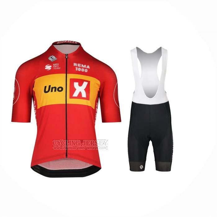 2023 Cycling Jersey UNO-X Red Short Sleeve and Bib Short