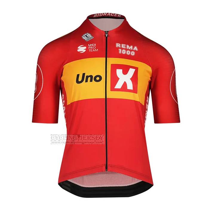2023 Cycling Jersey UNO-X Red Short Sleeve and Bib Short