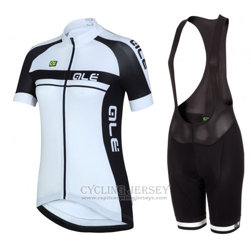 2016 Cycling Jersey Women ALE Black and White Short Sleeve and Bib Short