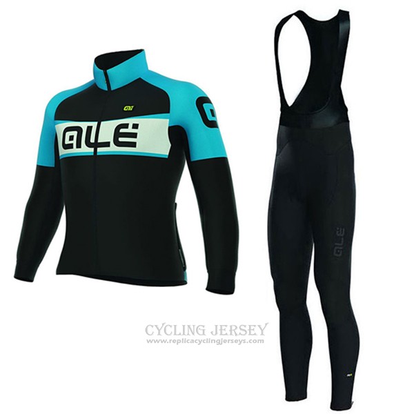 2017 Cycling Jersey Women ALE Black and Blue Long Sleeve and Bib Tight