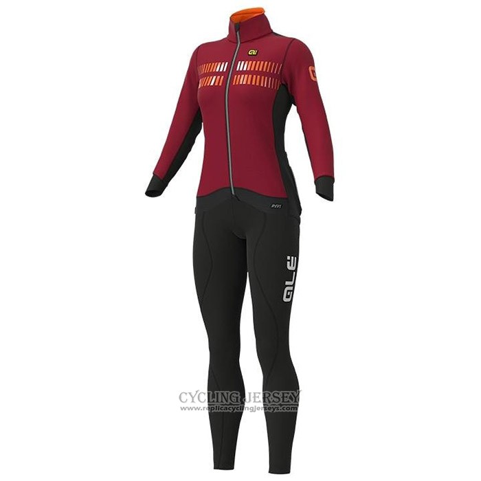 2020 Cycling Jersey Women Ale Dark Red Long Sleeve And Bib Tight