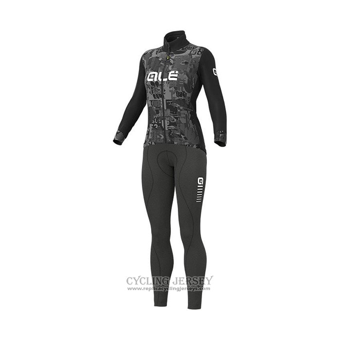 2021 Cycling Jersey Women ALE Black Long Sleeve And Bib Tight QXF21-0024