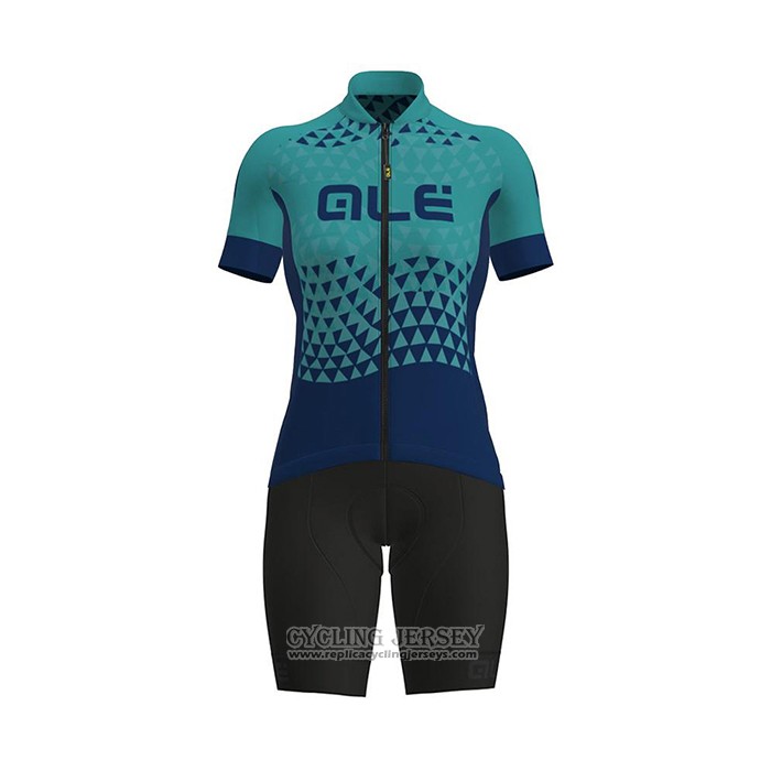 2021 Cycling Jersey Women ALE Dark Blue Green Short Sleeve And Bib Short