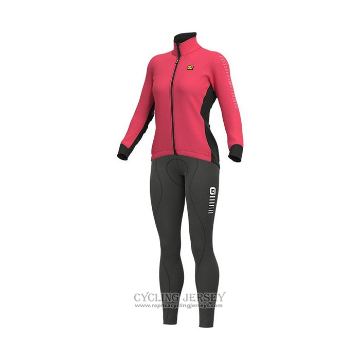 2021 Cycling Jersey Women ALE Deep Pink Long Sleeve And Bib Tight QXF21-0021