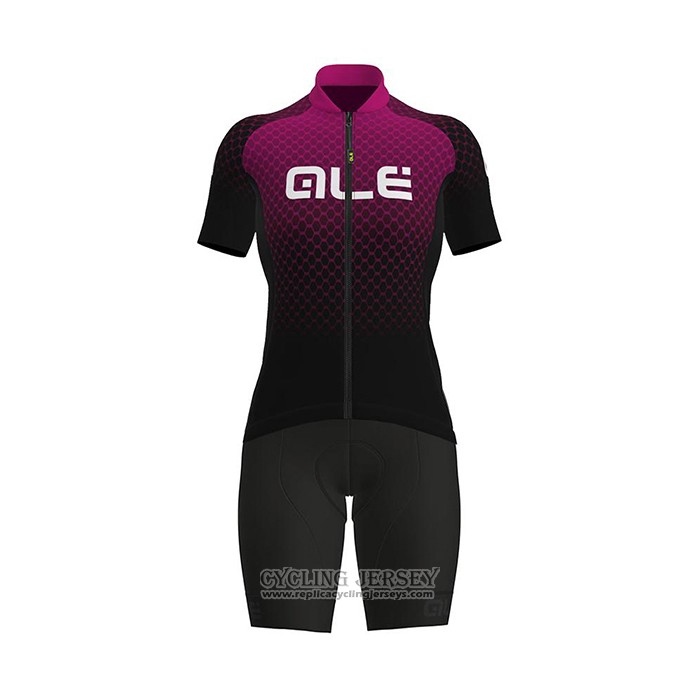 2021 Cycling Jersey Women ALE Fuchsia Black Short Sleeve And Bib Short