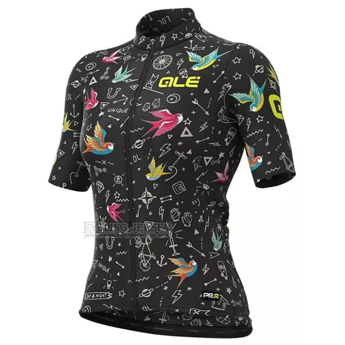 2022 Cycling Jersey ALE Black Multicoloured Short Sleeve and Bib Short