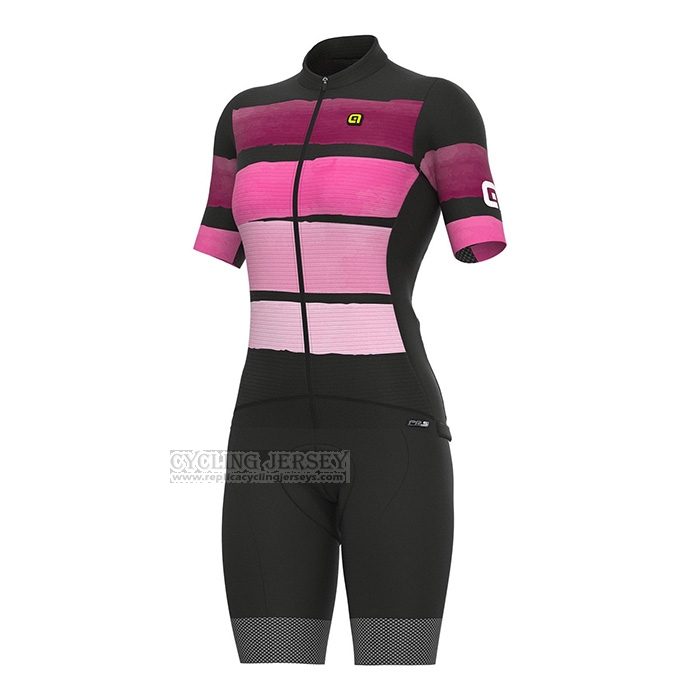 2022 Cycling Jersey Women ALE Black Pink Short Sleeve and Bib Short
