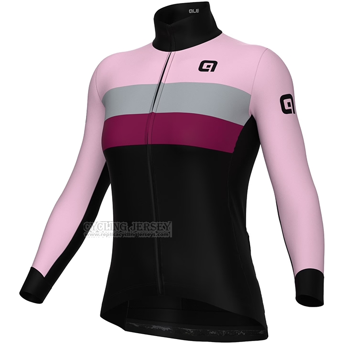 2023 Cycling Jersey Women ALE Black Pink Long Sleeve and Bib Short