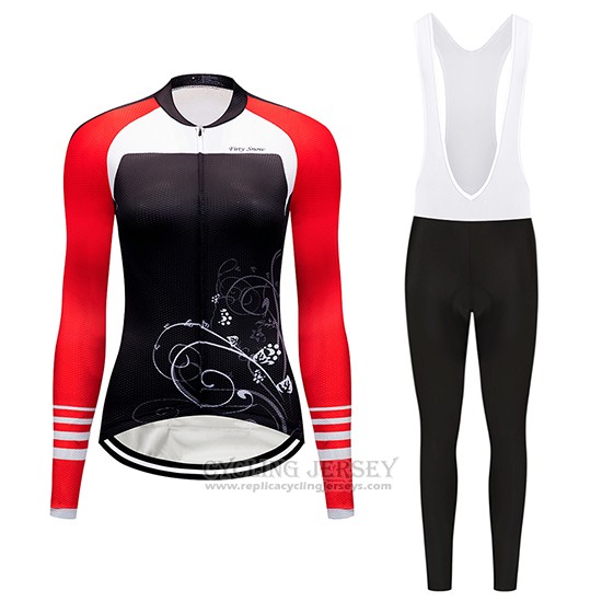 2019 Cycling Clothing Women Dirty Snow Red White Black Long Sleeve and Overalls