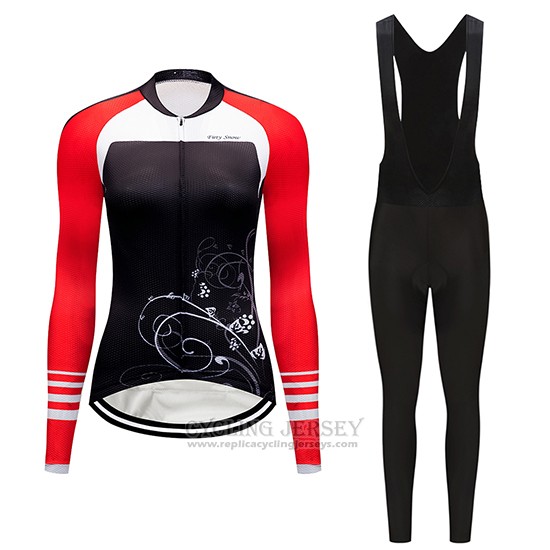 2019 Cycling Clothing Women Dirty Snow Red White Black Long Sleeve and Overalls