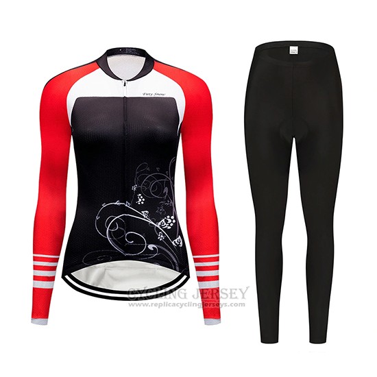 2019 Cycling Clothing Women Dirty Snow Red White Black Long Sleeve and Overalls