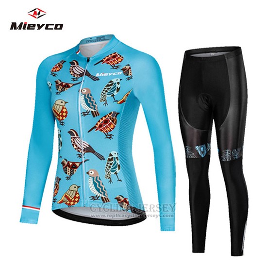 2019 Cycling Clothing Women Mieyco Sky Blue Long Sleeve and Overalls