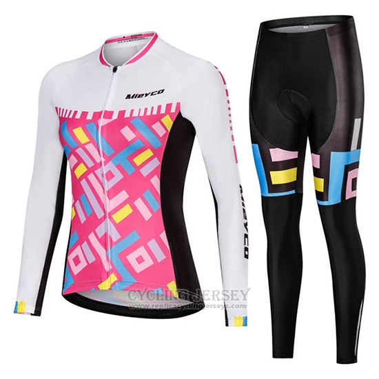 2019 Cycling Clothing Women Mieyco White Pink Long Sleeve and Overalls