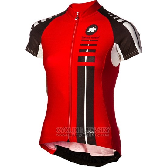 2016 Cycling Jersey Women Assos Black and Red Short Sleeve and Bib Short
