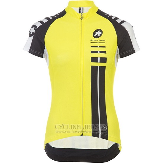 2016 Cycling Jersey Women Assos Black and Yellow Short Sleeve and Bib Short
