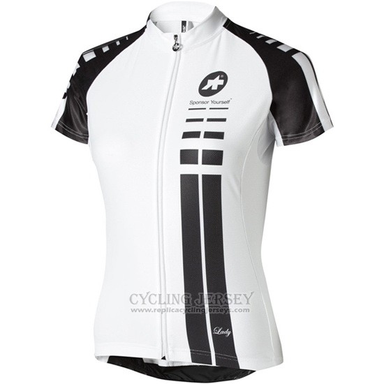 2016 Cycling Jersey Women Assos White and Black Short Sleeve and Bib Short