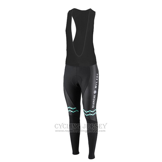 2016 Cycling Jersey Women Bianchi Black Long Sleeve and Bib Tight