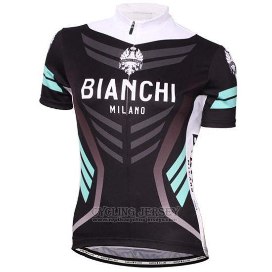 2016 Cycling Jersey Women Bianchi Black Short Sleeve and Bib Short