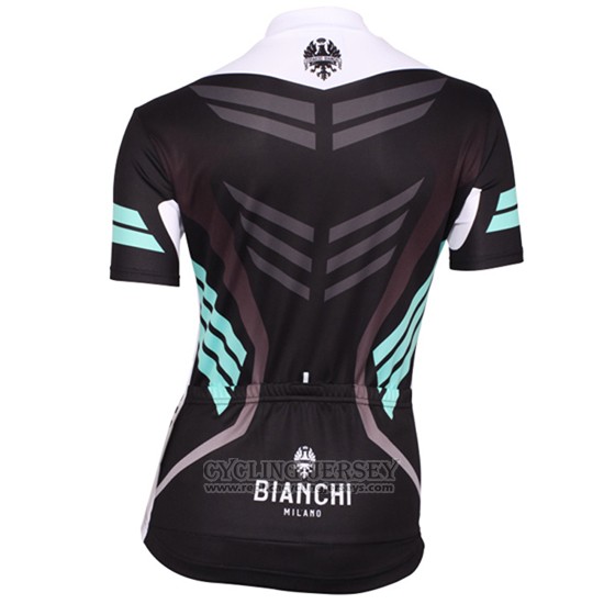 2016 Cycling Jersey Women Bianchi Black Short Sleeve and Bib Short