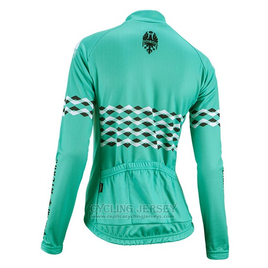 2016 Cycling Jersey Women Bianchi Black and Green Long Sleeve and Bib Tight