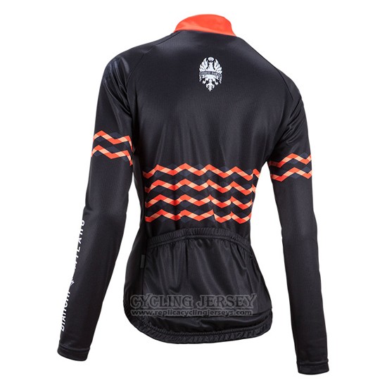 2016 Cycling Jersey Women Bianchi Black and Orange Long Sleeve and Bib Tight