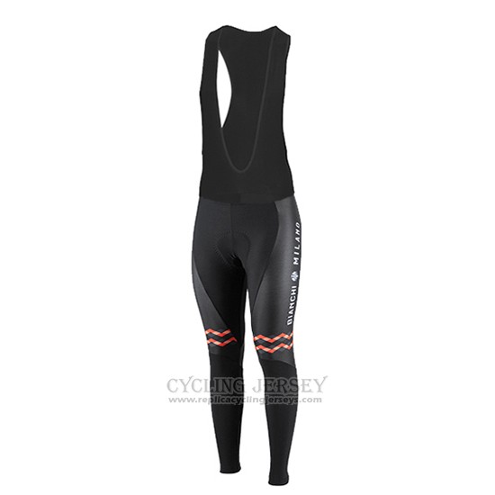 2016 Cycling Jersey Women Bianchi Black and Orange Long Sleeve and Bib Tight