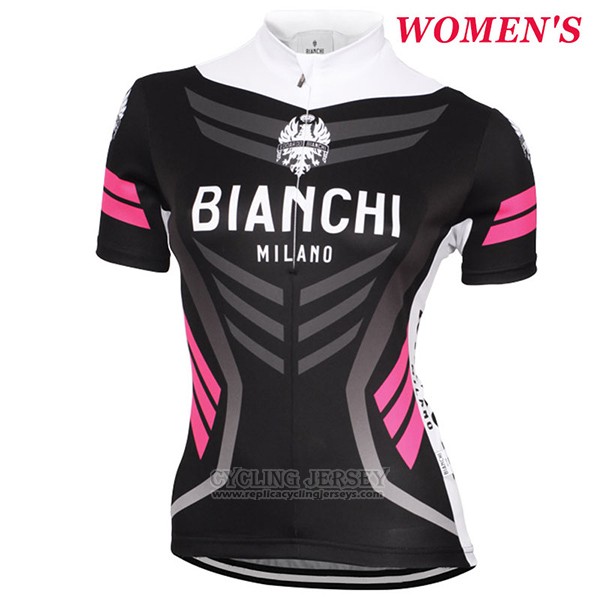 2017 Cycling Jersey Women Bianchi Black Short Sleeve and Bib Short