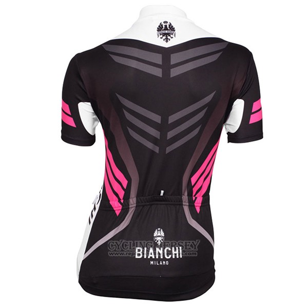 2017 Cycling Jersey Women Bianchi Black Short Sleeve and Bib Short