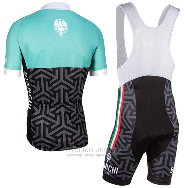 2017 Cycling Jersey Women Bianchi Black and Green Short Sleeve and Bib Short