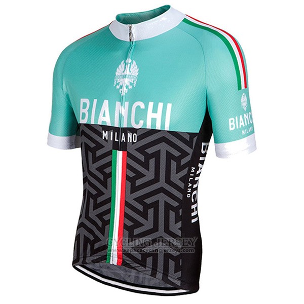 2017 Cycling Jersey Women Bianchi Black and Green Short Sleeve and Bib Short
