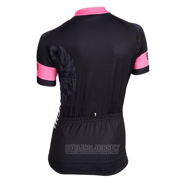 2017 Cycling Jersey Women Bianchi Black and Pink Short Sleeve and Bib Short