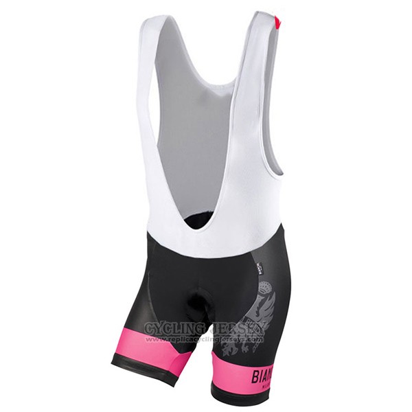 2017 Cycling Jersey Women Bianchi Black and Pink Short Sleeve and Bib Short