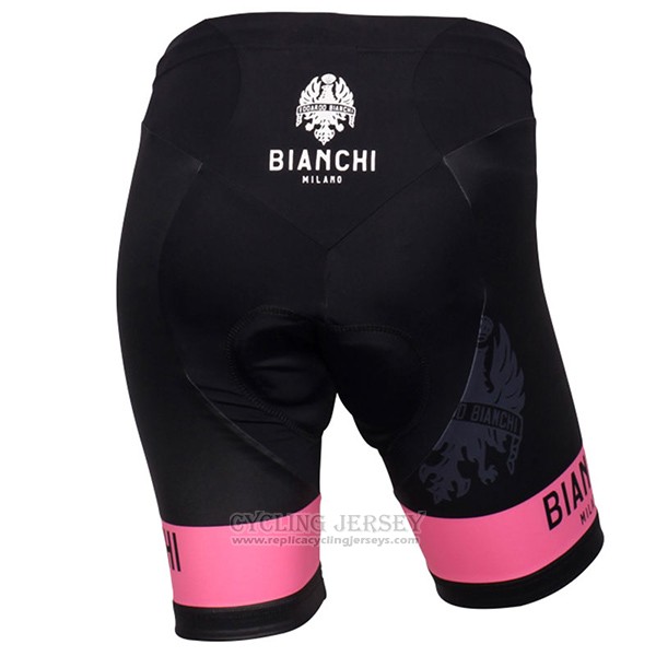 2017 Cycling Jersey Women Bianchi Black and Pink Short Sleeve and Bib Short