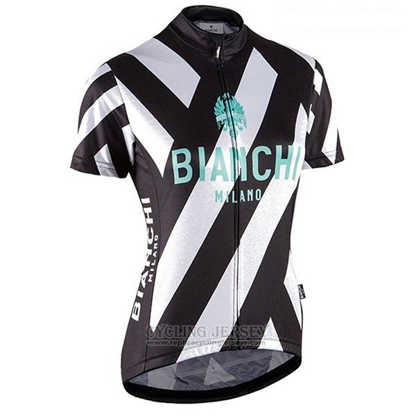 2017 Cycling Jersey Women Bianchi Black and White Short Sleeve and Bib Short