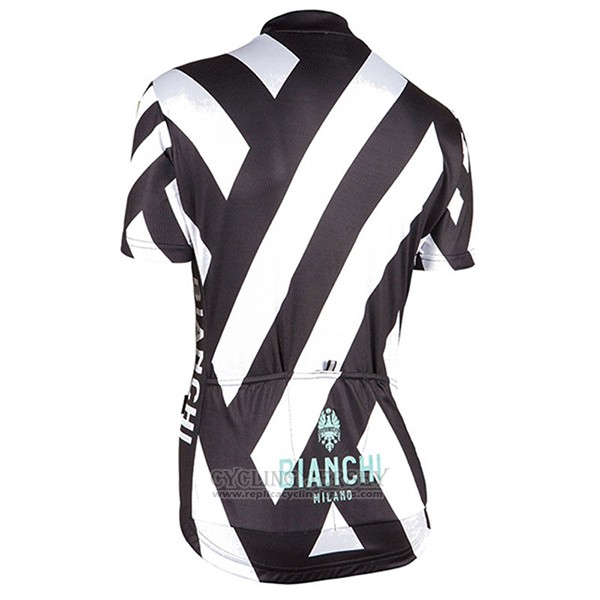 2017 Cycling Jersey Women Bianchi Black and White Short Sleeve and Bib Short