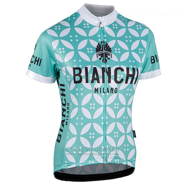 2017 Cycling Jersey Women Bianchi Green and White Short Sleeve and Bib Short