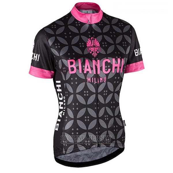 2017 Cycling Jersey Women Bianchi Pink Short Sleeve and Bib Short