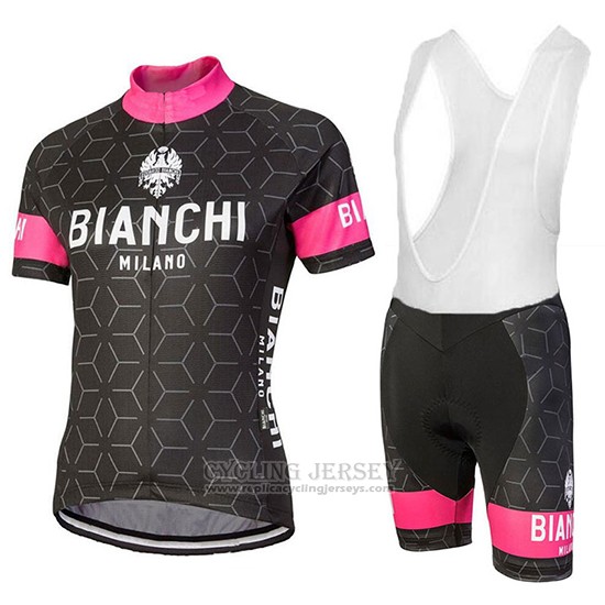 2018 Cycling Jersey Bianchi Nevola Black and Pink Short Sleeve and Bib Short