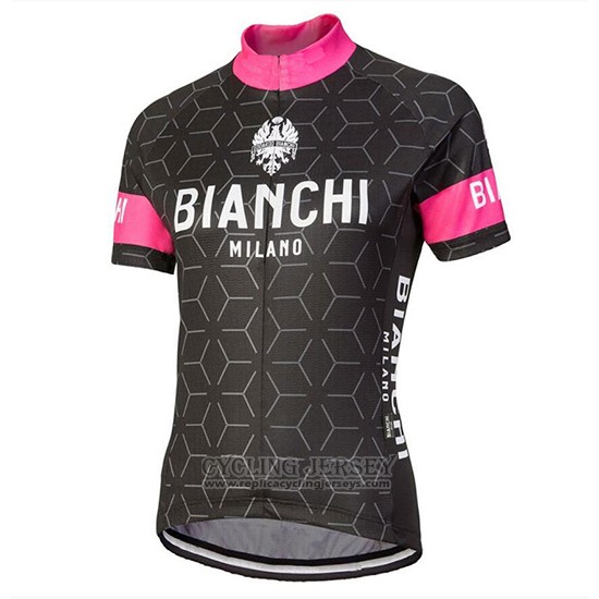 2018 Cycling Jersey Bianchi Nevola Black and Pink Short Sleeve and Bib Short