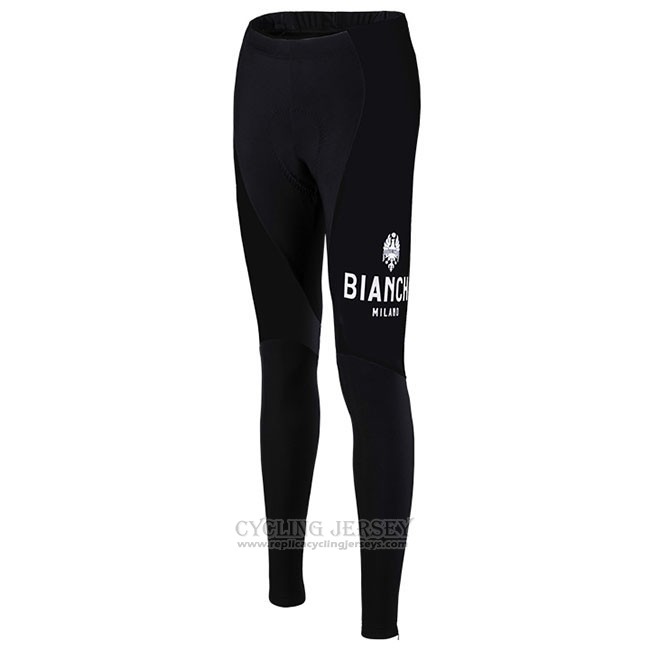 Cycling Jersey Women Bianchi Milano Catria Black Gray Long Sleeve and Bib Tight