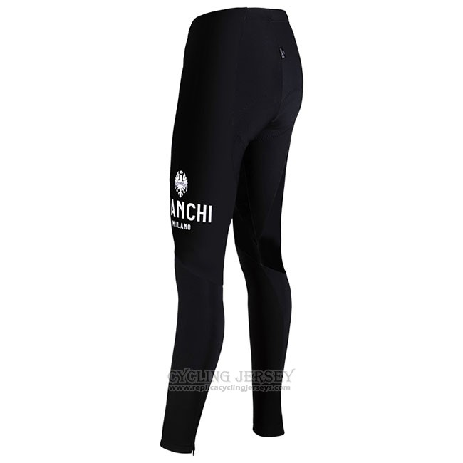 Cycling Jersey Women Bianchi Milano Cornedo Black Blue Long Sleeve and Bib Tight